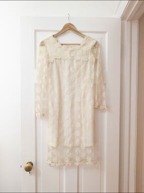 60s Vintage Ivory Lace Wedding Dress
